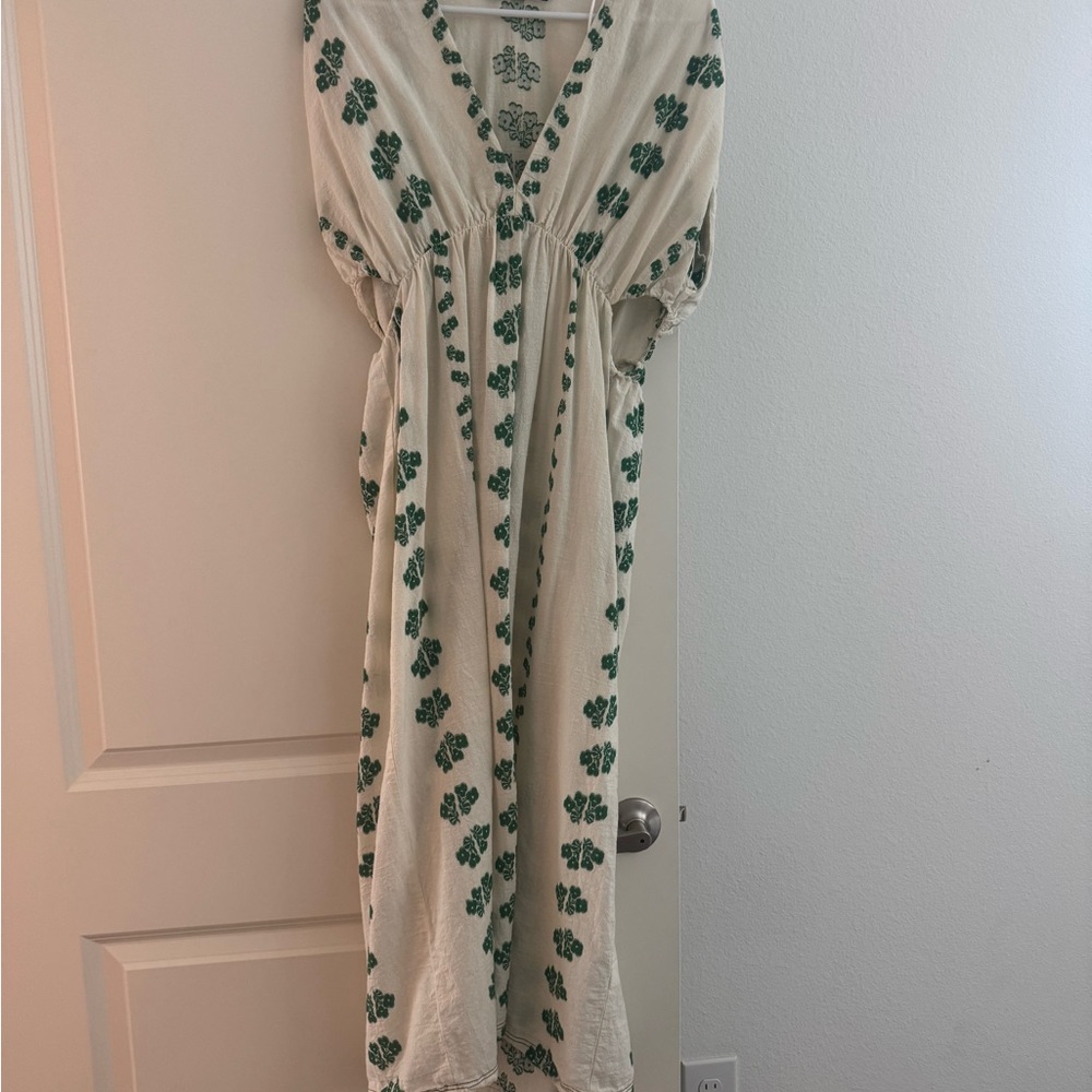Zara White Cream Maxi Sundress V-Neck Resort Wear